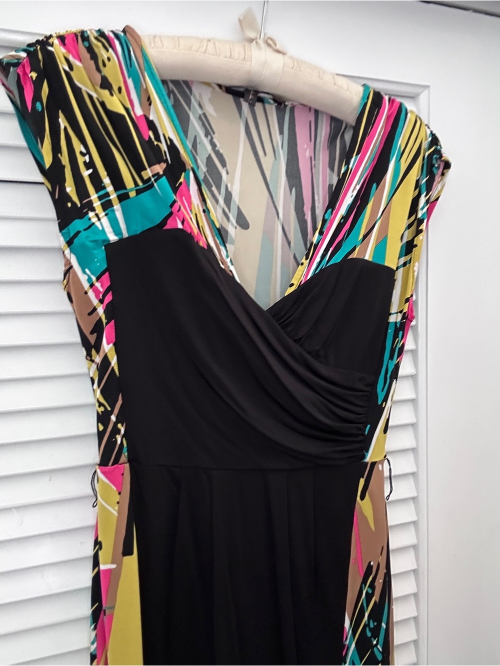 Black Multi-Color V-Neck Women’s Dress